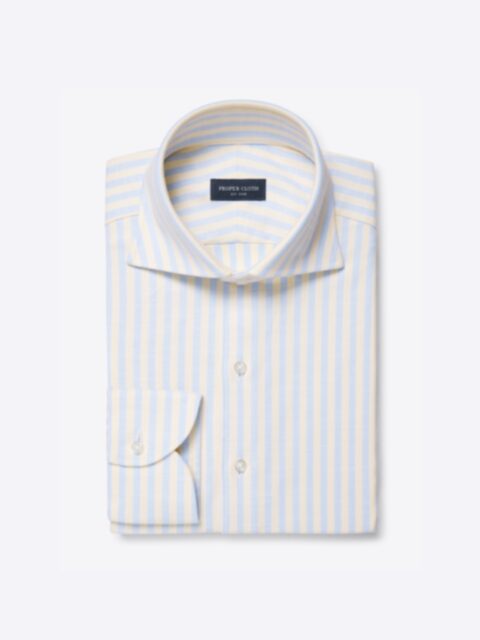 Shop Amalfi Light Blue and Yellow Stripe Stretch Pique