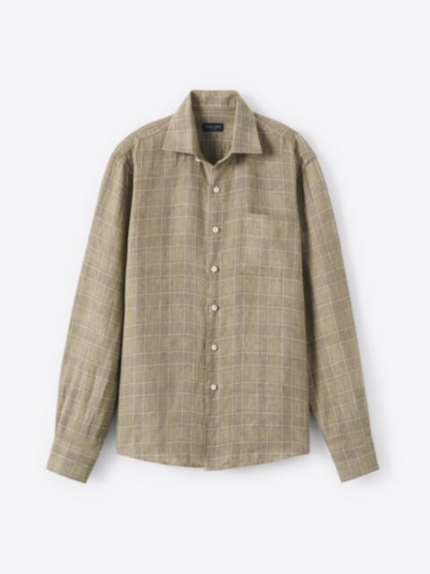 Shop Positano Sage Green Plaid Italian Linen