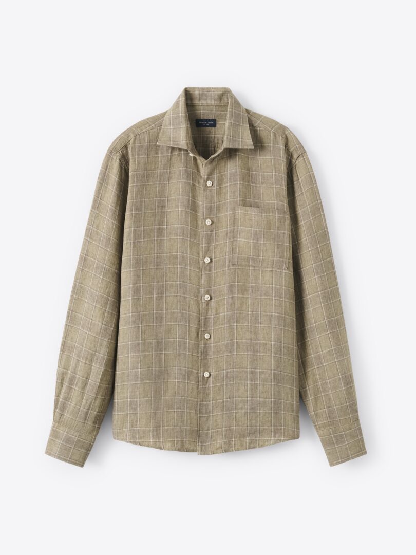 Men’s Positano Sage Green Plaid Italian Linen Thumb