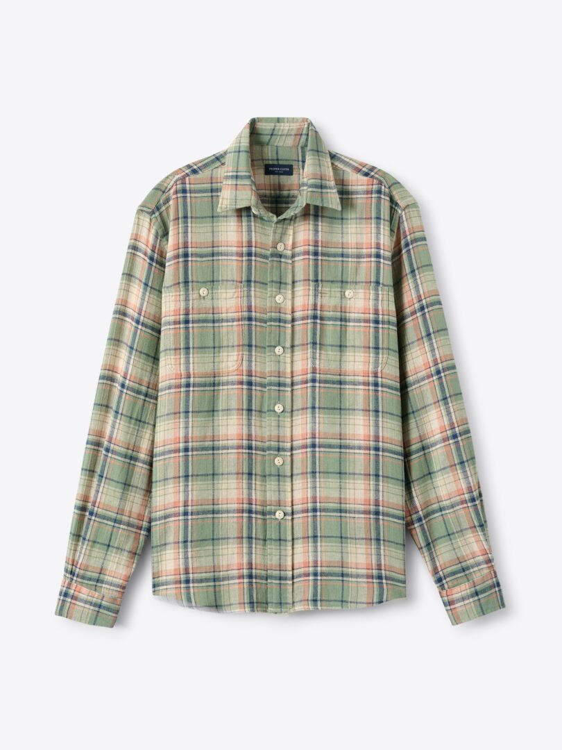 Men’s Sedona Sage and Salmon Linen Blend Plaid Thumb