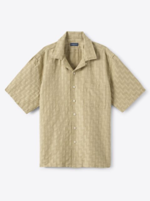 Shop Positano Khaki Embroidered Italian Linen Blend