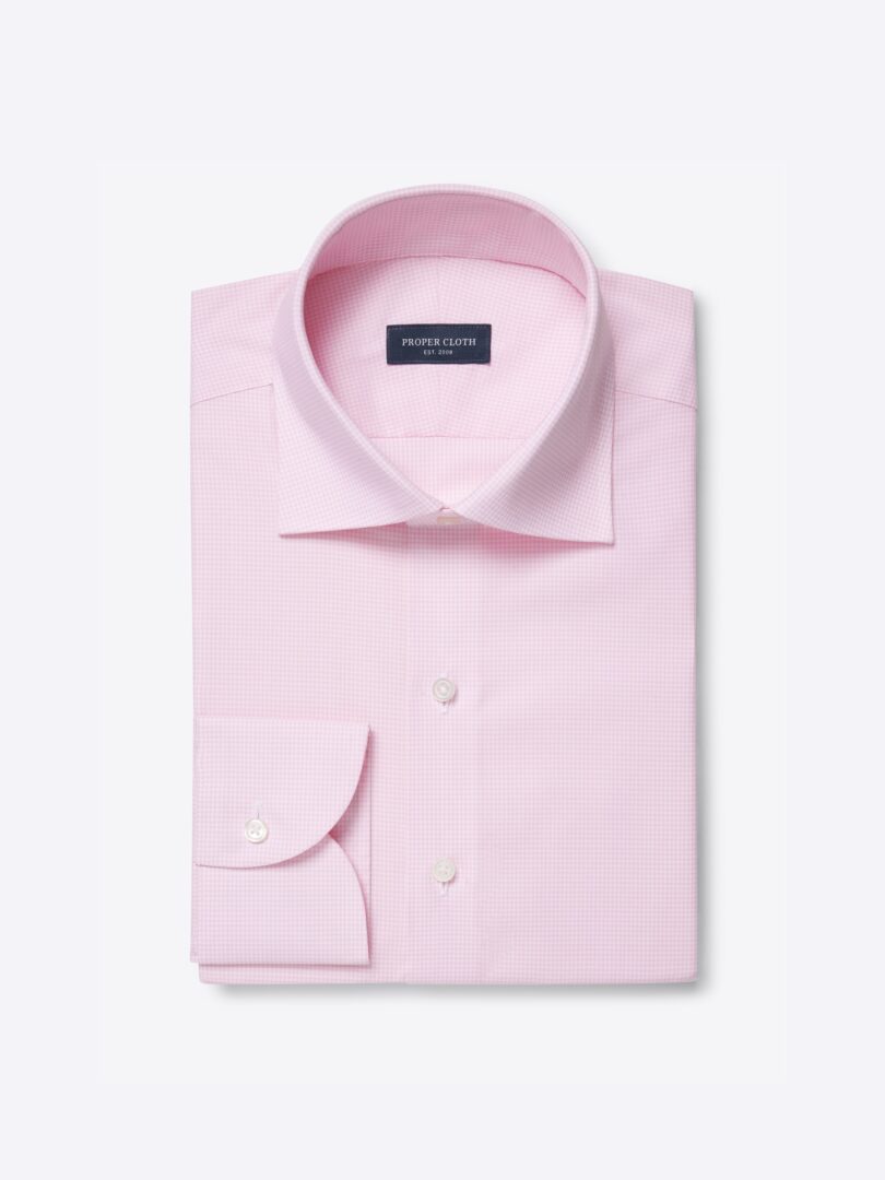 Men’s Thomas Mason Wrinkle-Resistant Pink Mini Gingham Twill Thumb
