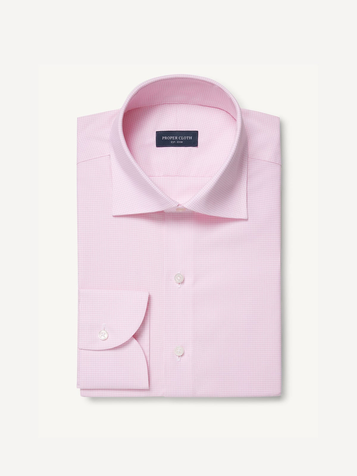 Thomas Mason Wrinkle-Resistant Pink Mini Gingham Twill Shirt