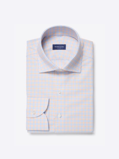 The Thomas Mason Non-Iron Shirt in Light Blue Small Check