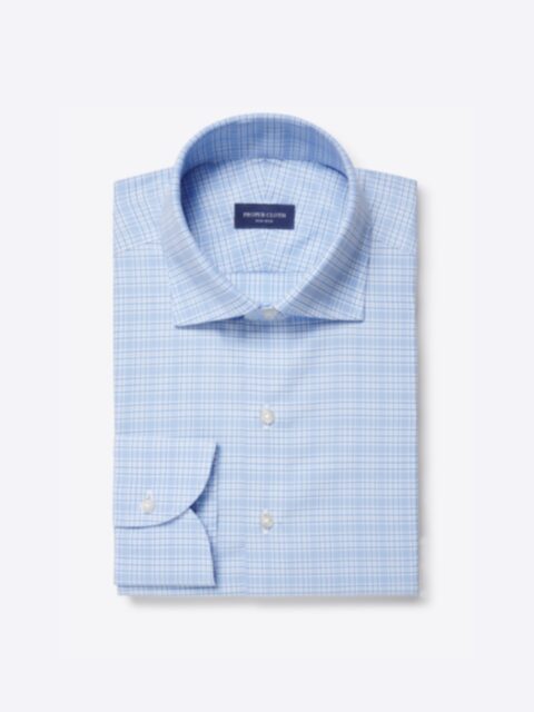 Shop Thomas Mason Non-Iron Blue Tonal Multi Check