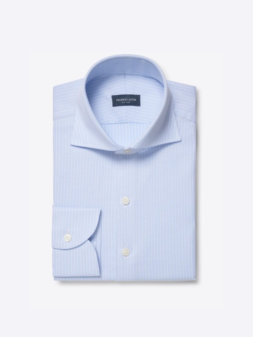 Men’s Albini Light Blue Stripe Giro Inglese Weave Thumb