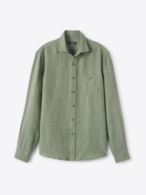 【KOOLOSET】Sage Linen Half Shirt cf90f47590eb49c696a7262053e8fd