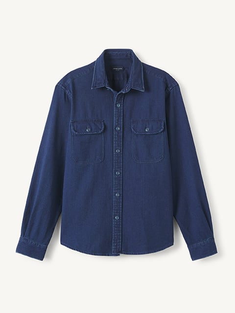 The Italian Washed Denim Dress Shirt in Slate