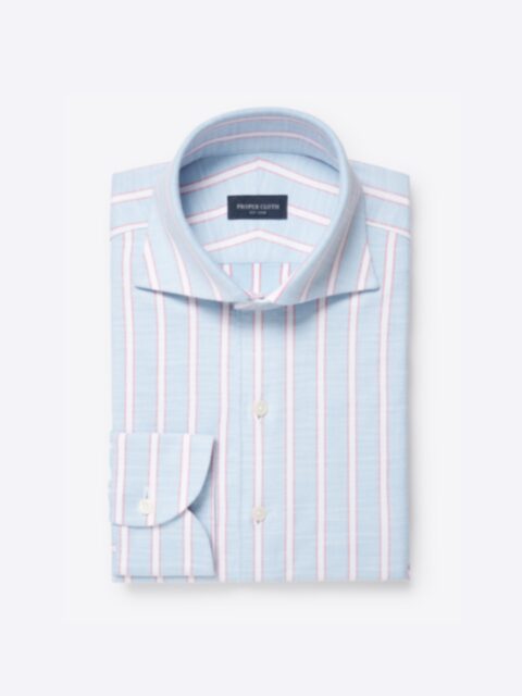 Shop Amalfi Light Blue White and Red Stripe Stretch Pique