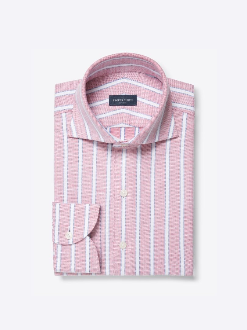 Men’s Amalfi Red White and Blue Stripe Stretch Pique Thumb