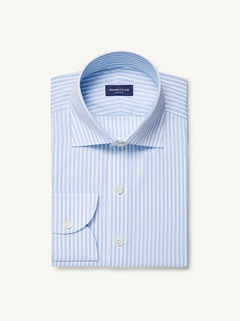 The Thomas Mason Luxury Broadcloth Shirt in Blue and White Multi
