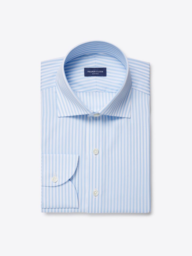 Men’s Thomas Mason Blue Stripe Cotton and Silk Blend Thumb