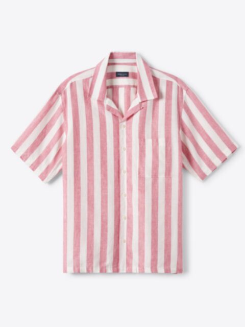 Shop Portuguese Red Wide Stripe Linen