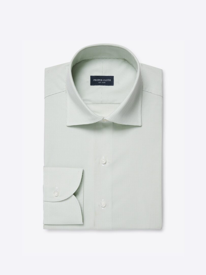 Men’s Thomas Mason Wrinkle-Resistant Green Mini Gingham Twill Thumb