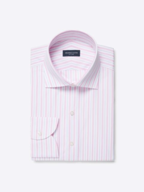Shop Stanton 120s Pink and Blue Multi Stripe Broadcloth