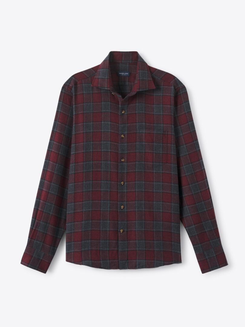 Men’s Canclini Burgundy and Grey Plaid Beacon Flannel Thumb