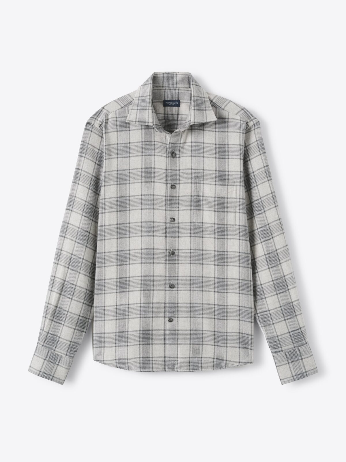 The Beacon Flannel Sport Shirt in Light Grey Plaid