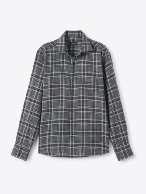 The Japanese Low Twist Shirt in Charcoal Plaid