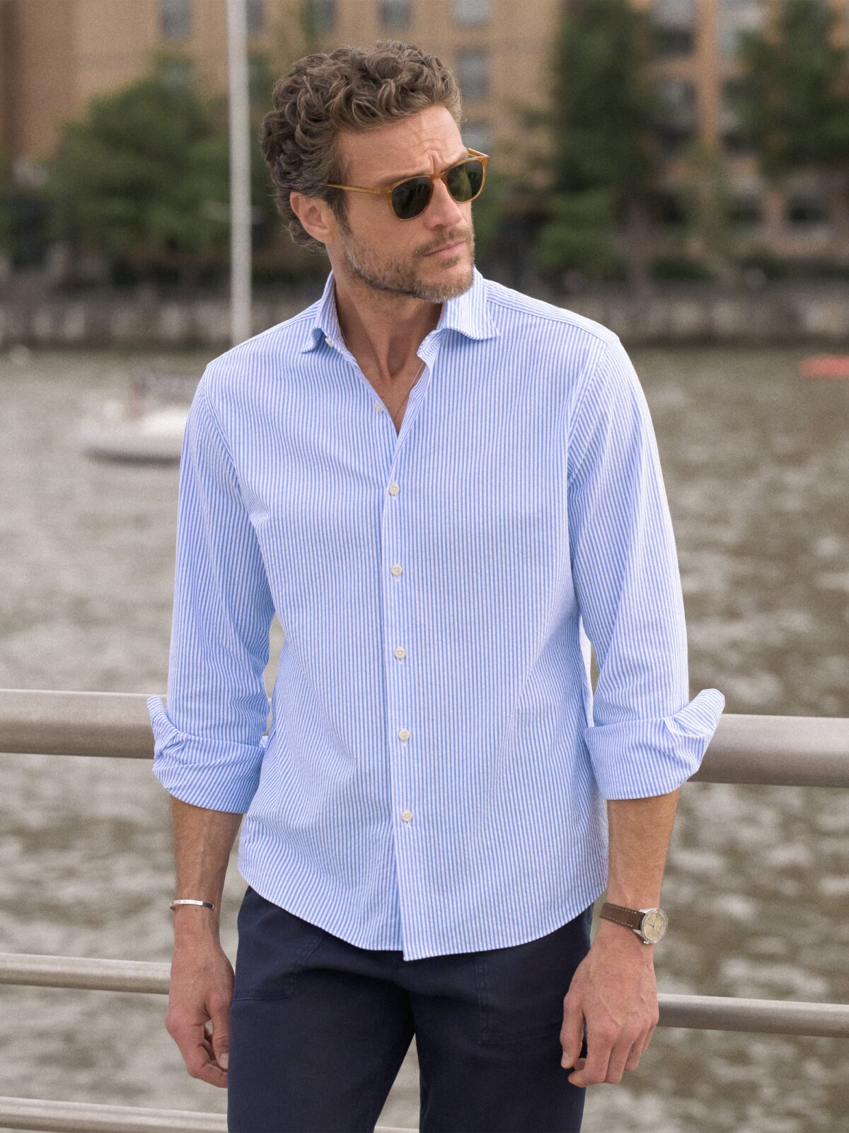 The Seersucker Shirt in Blue Stripe