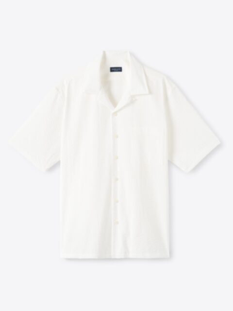 Shop Albini White Wide Seersucker