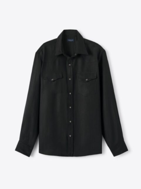 Japanese Black Wide Seersucker Shirt by Proper Cloth