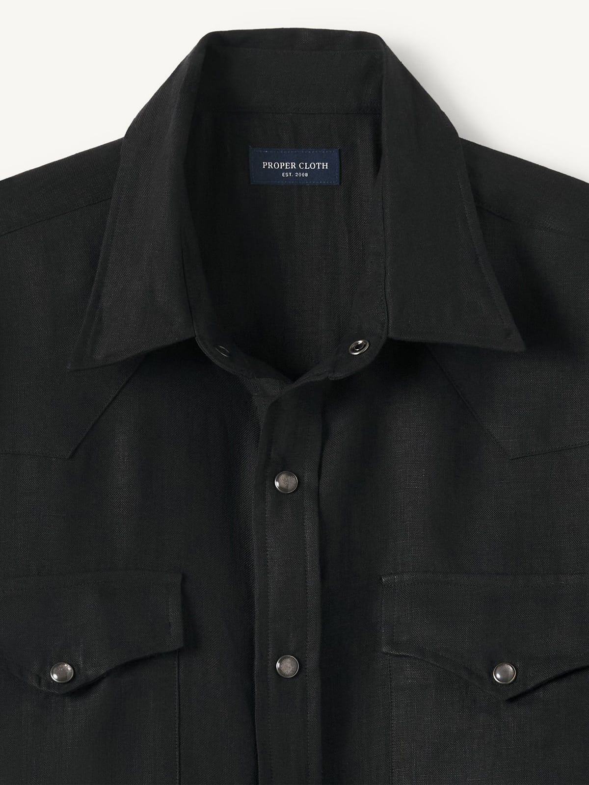 The Irish Linen Western Shirt in Black The Irish Linen Western Shirt in Black