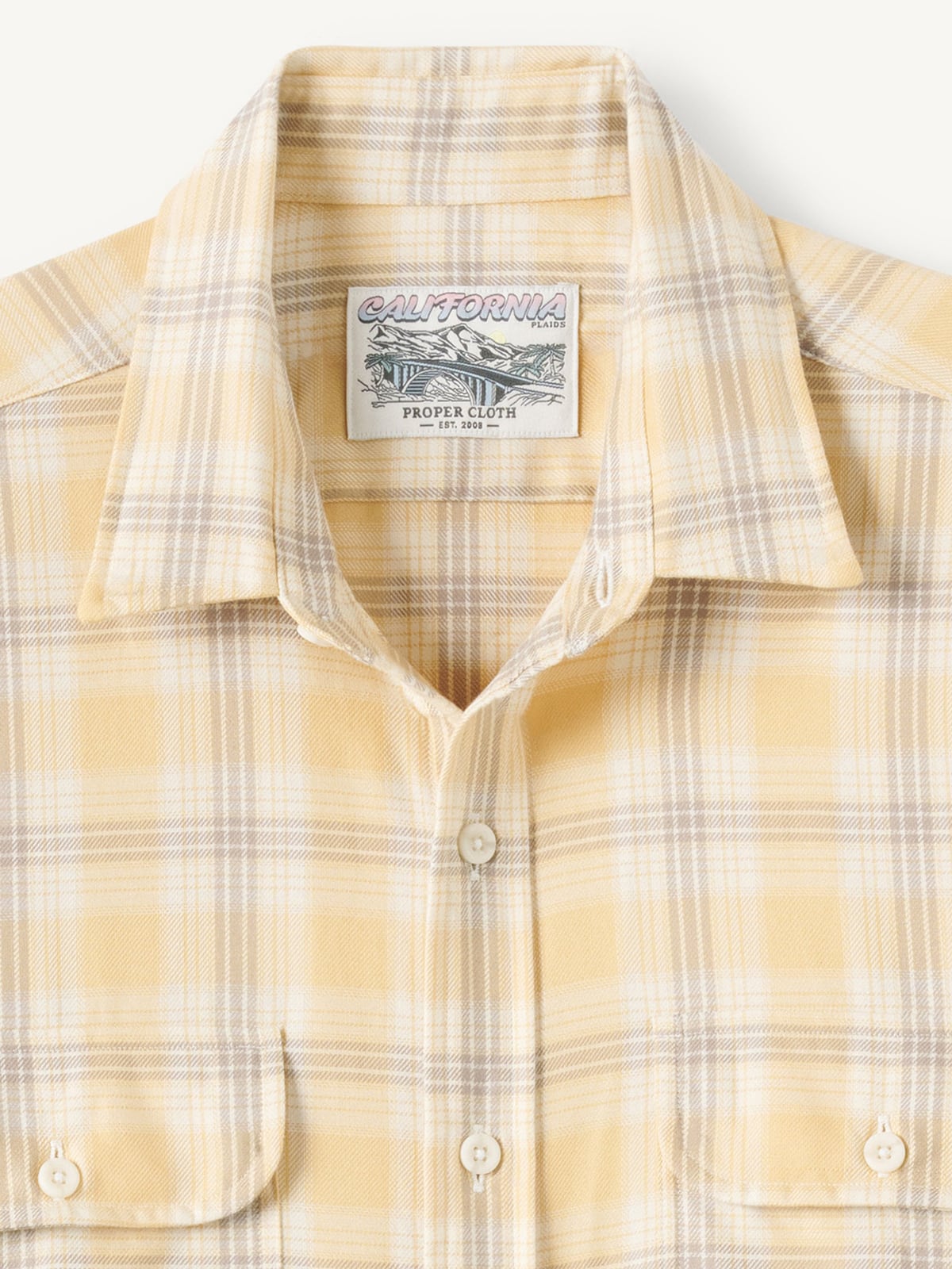 Faded Gold and Brown California Plaid Shirt by Proper Cloth
