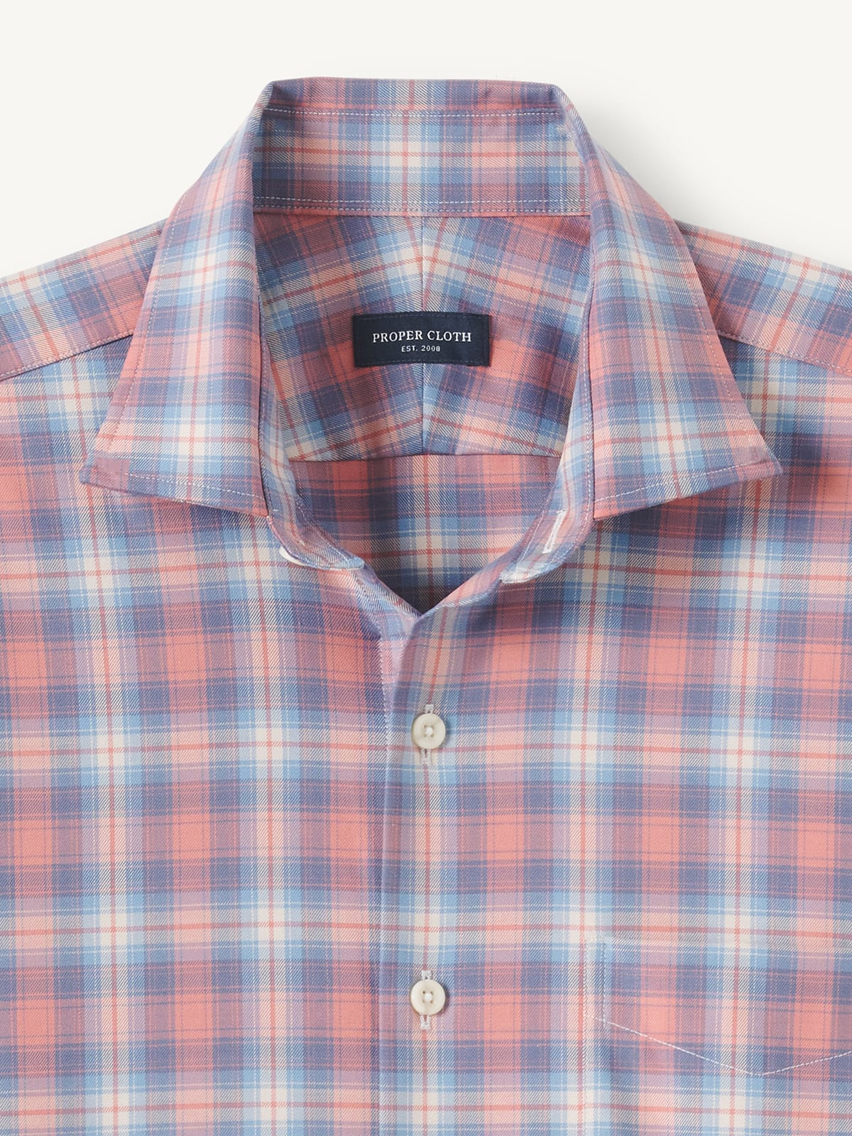 malibu dress shirt Proper Cloth Men's Malibu Rose Navy and Cream 4 Way Stretch Plaid Custom Dress Shirt