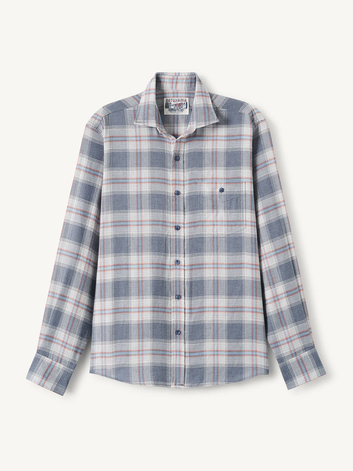 Satoyama Light Grey Slate and Sky Plaid Shirt by Proper Cloth