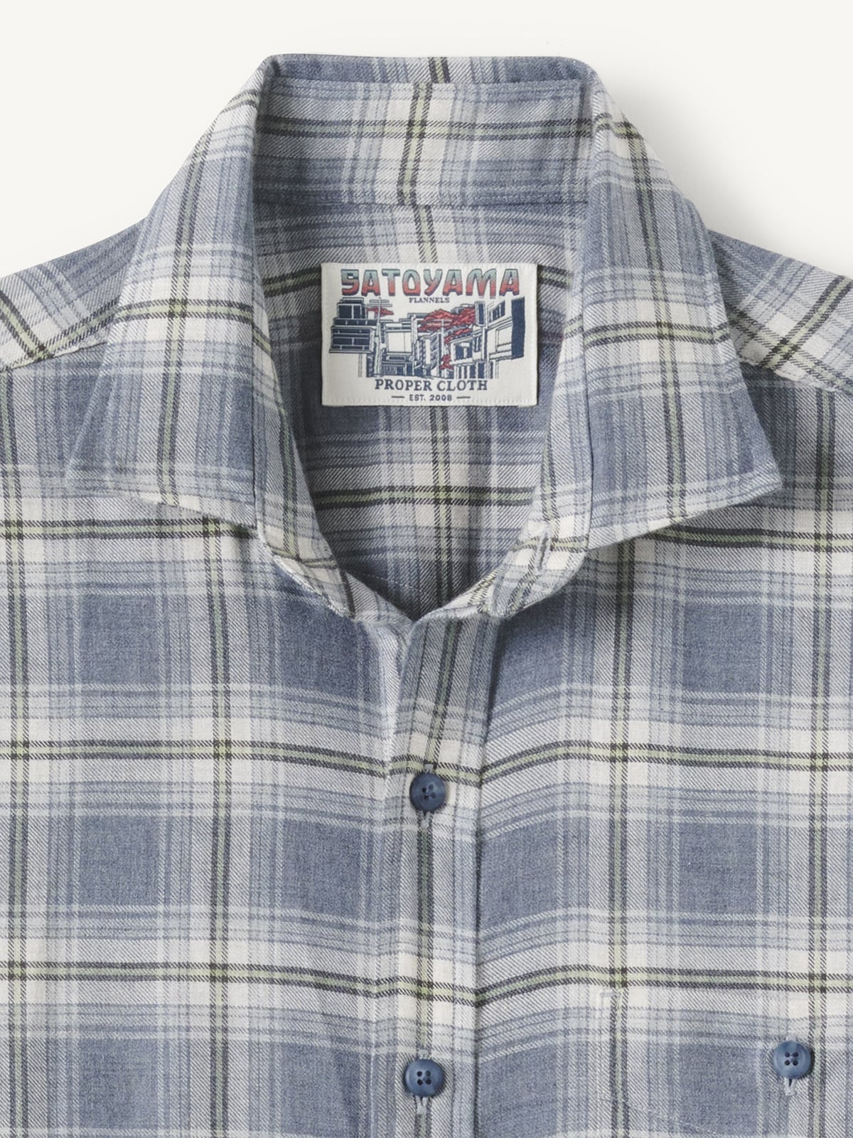 The Satoyama Flannel Shirt in Grey and Sage
