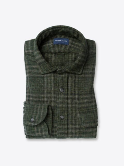 Shop Japanese Green and Grey Low Twist Plaid
