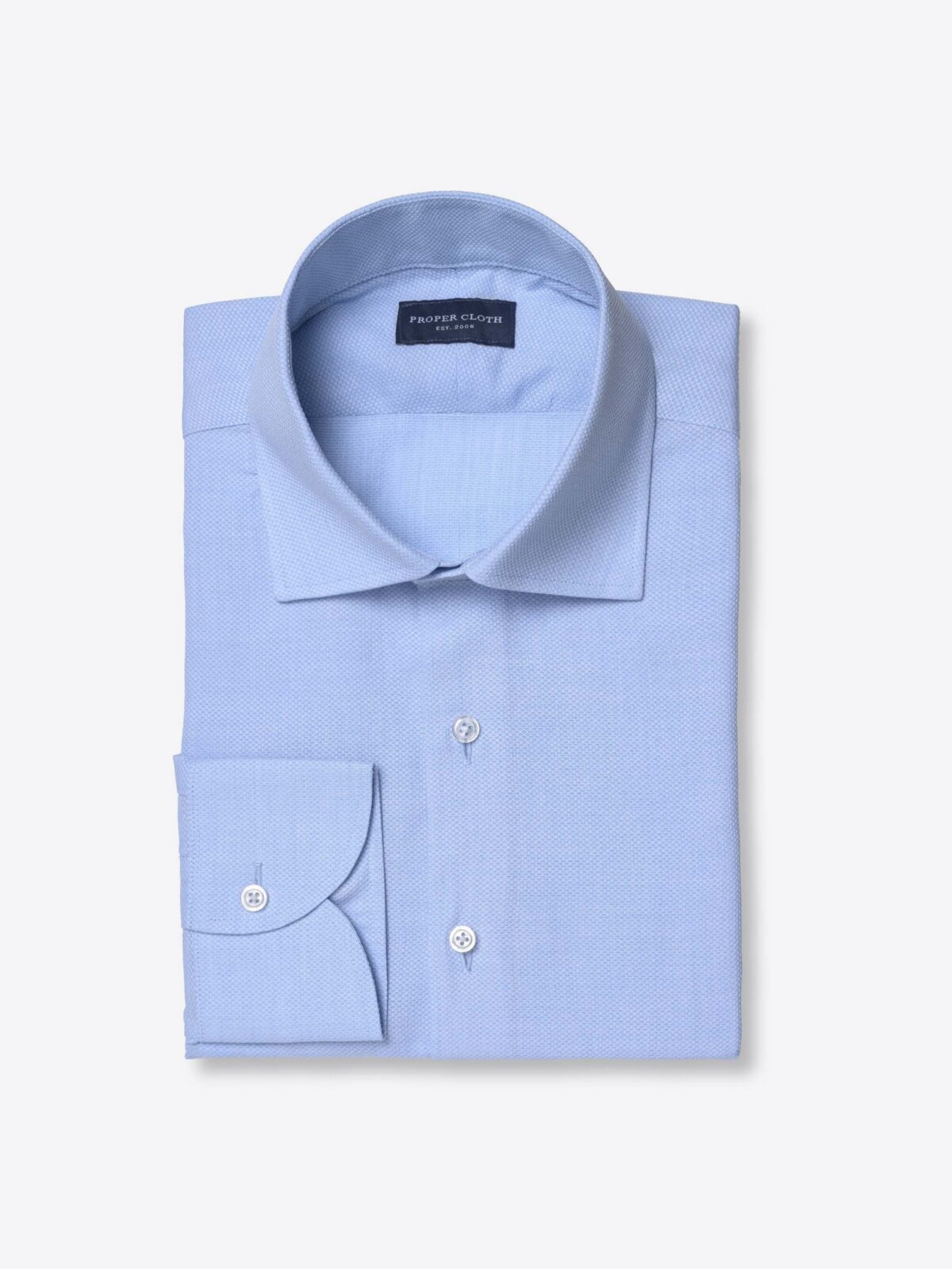Light Blue Coolmax Blend Stretch Jacquard Shirt by Proper Cloth