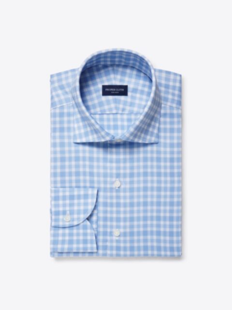 Non-Iron Stretch Supima Blue Ombre Plaid