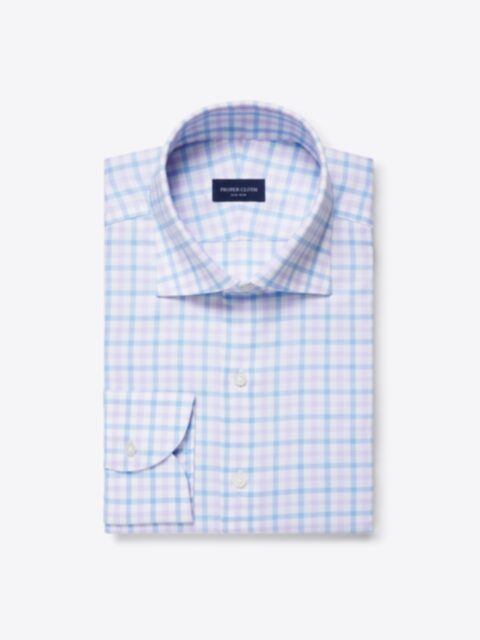 Shop Non-Iron Stretch Supima Blue and and Lilac Multi Check