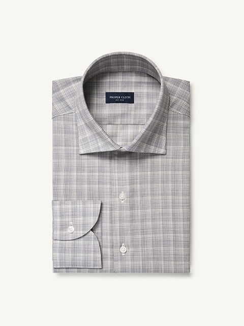 Proper Cloth Men's Reda Dove Grey Melange Merino Wool Custom Dress Shirt - Black, Size: 20, Big, Tall, 100% Merino Wool