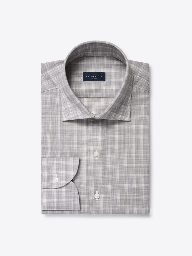 Men’s Reda Light Grey Small Plaid Merino Wool Thumb