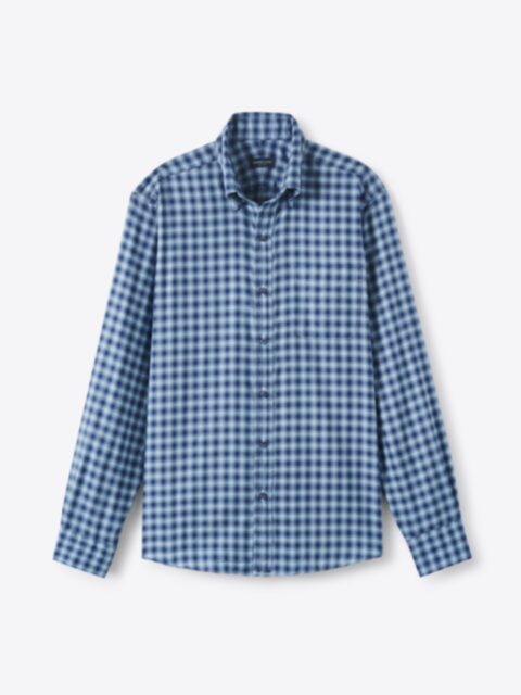 Shop Portuguese Navy and Blue Plaid Twill