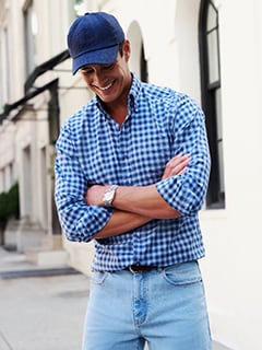 Portuguese Navy and Blue Plaid Twill Shirt