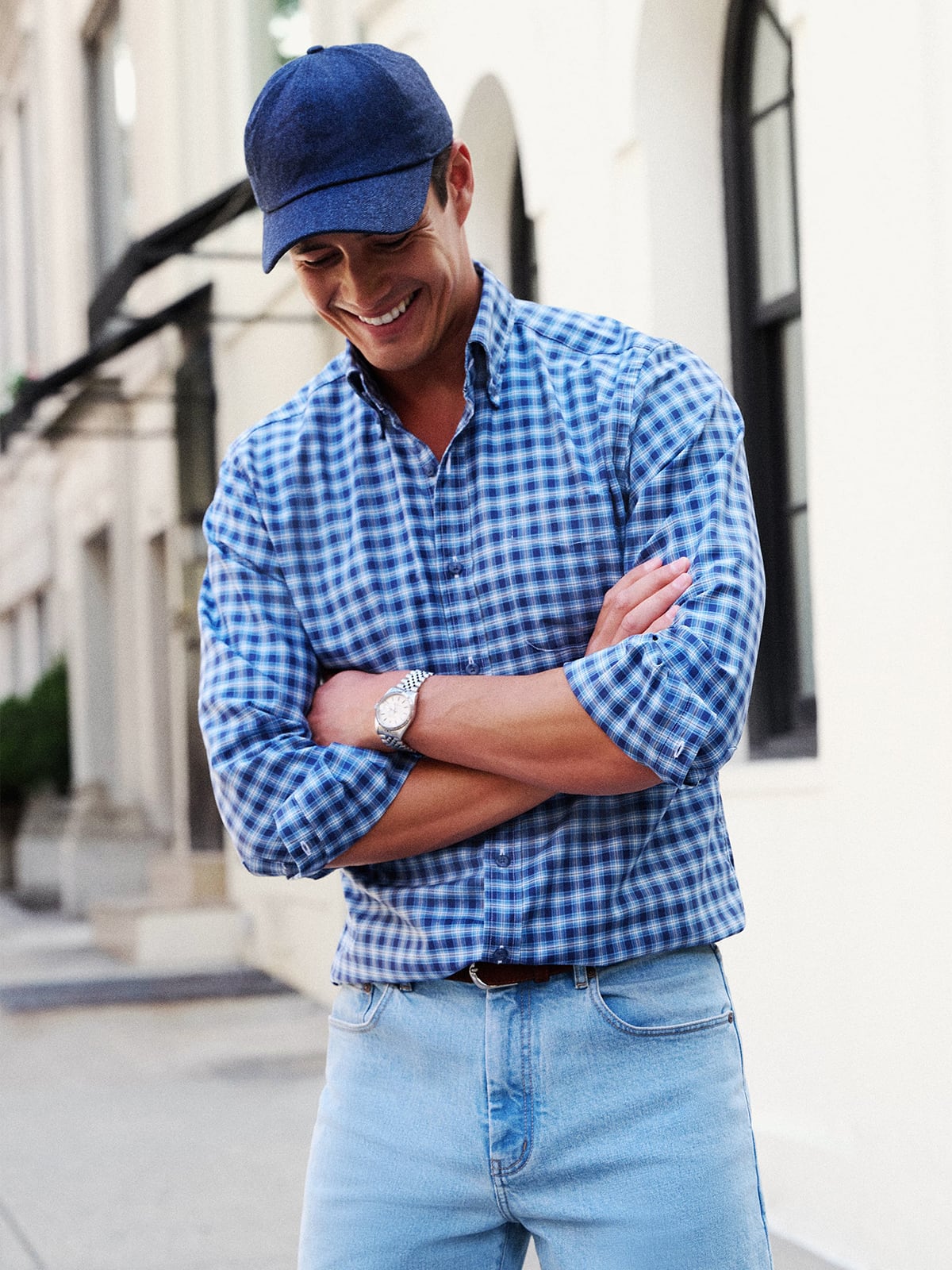 blue plaid dress shirt Alexander in Blue & Red Plaid Shirt 15.5 34/35