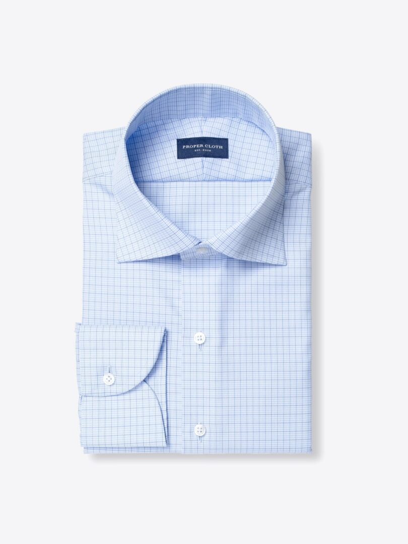 Mayfair Wrinkle-Resistant Light Blue Small Houndstooth Check 