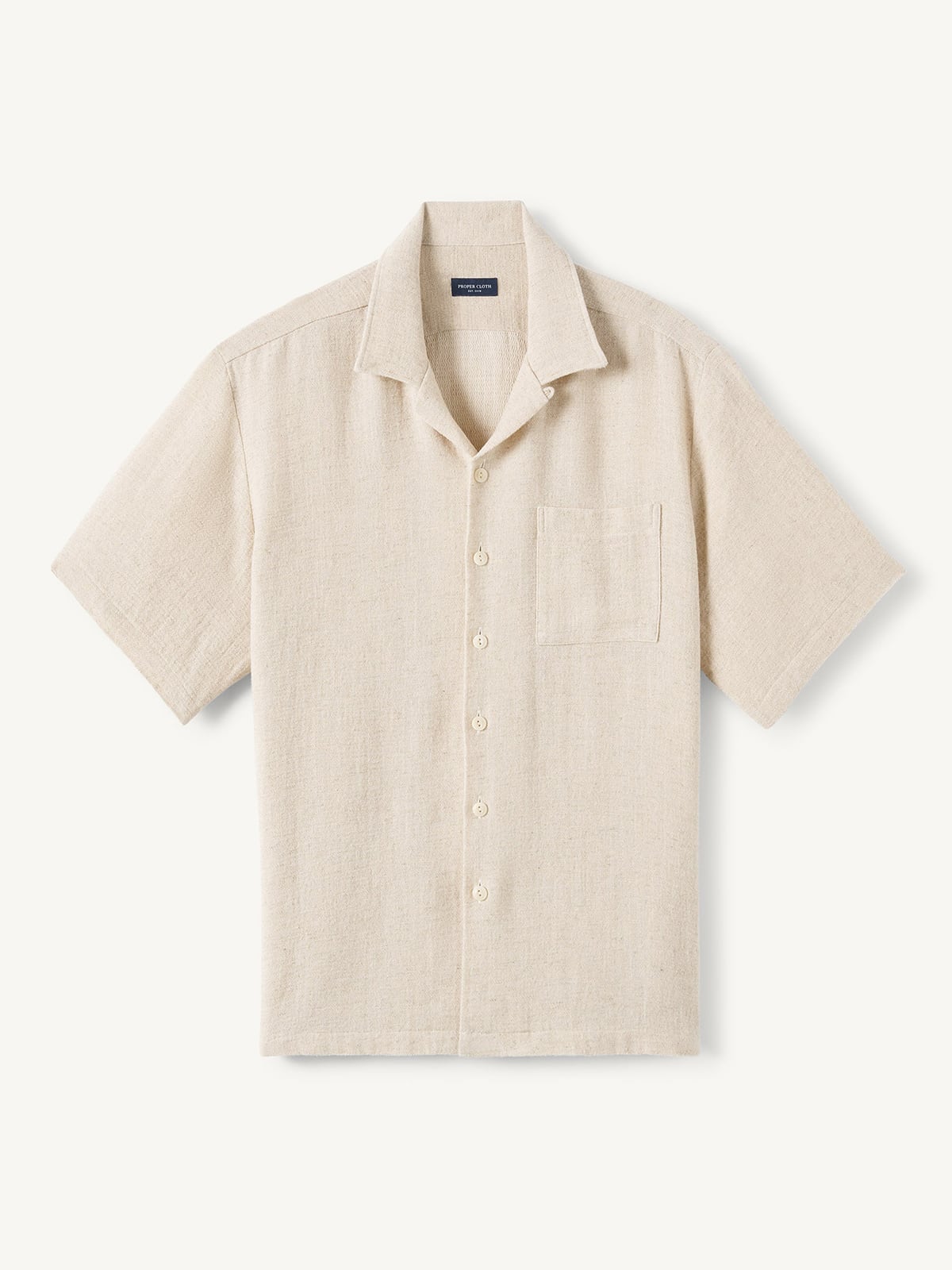 The Crochet Weave Camp Shirt in Natural Gauze