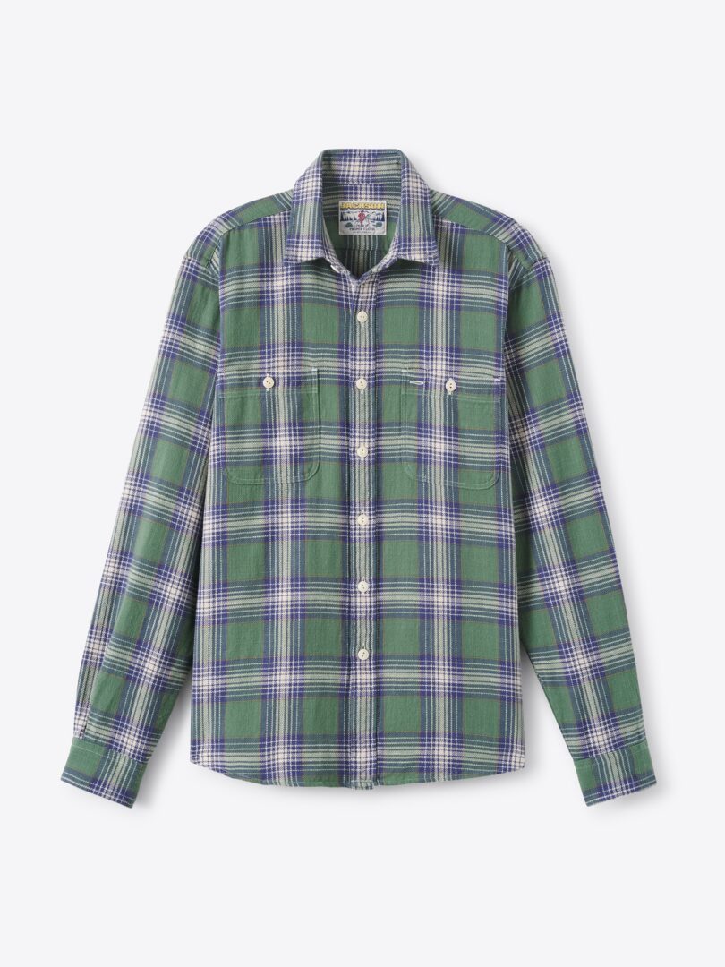 Men’s Jackson Faded Green and Navy Country Plaid Thumb