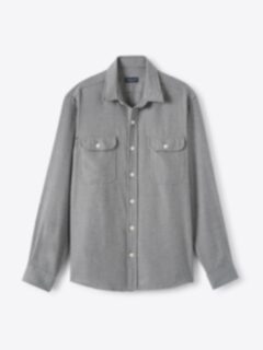 The Cotton and Cashmere Flannel Workshirt in Grey Melange