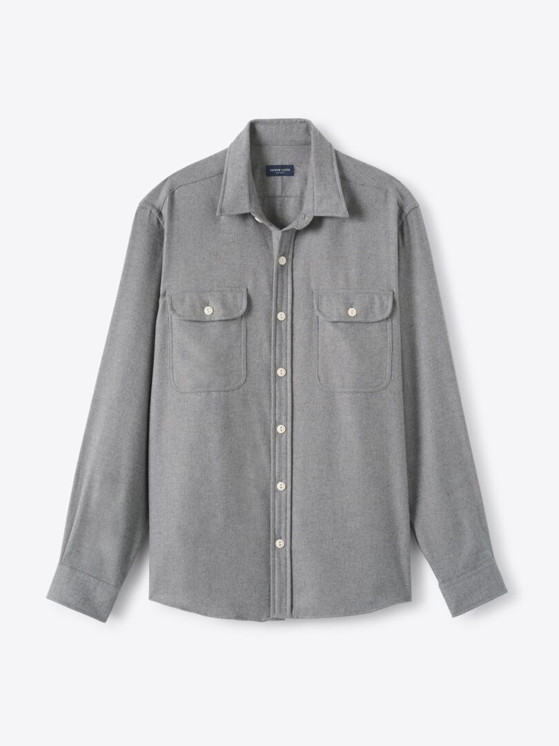 Men’s Grey Melange Cotton Cashmere Italian Flannel Thumb