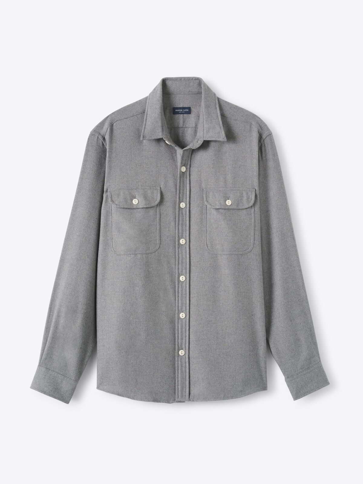 The Cotton and Cashmere Flannel Workshirt in Grey Melange