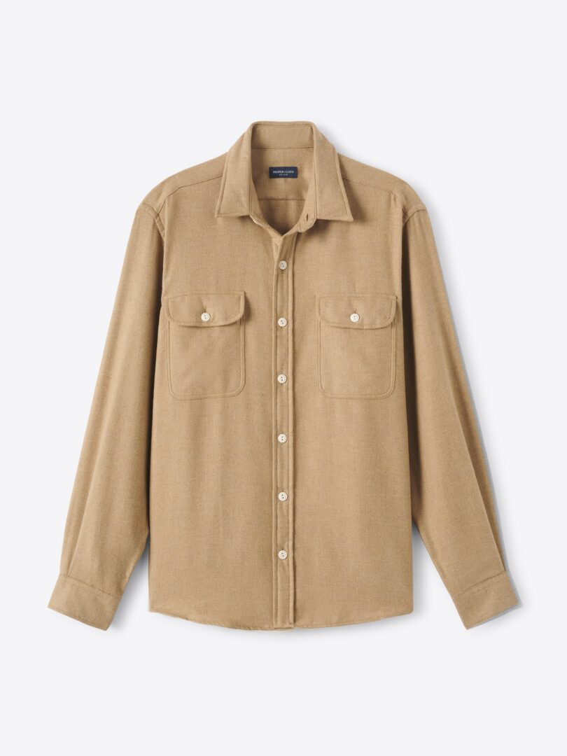Men’s Taupe Melange Cotton Cashmere Italian Flannel Thumb