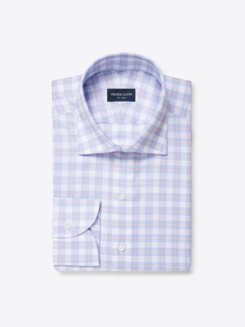 Men’s Sutton 120s Blue and Rose Check Thumb