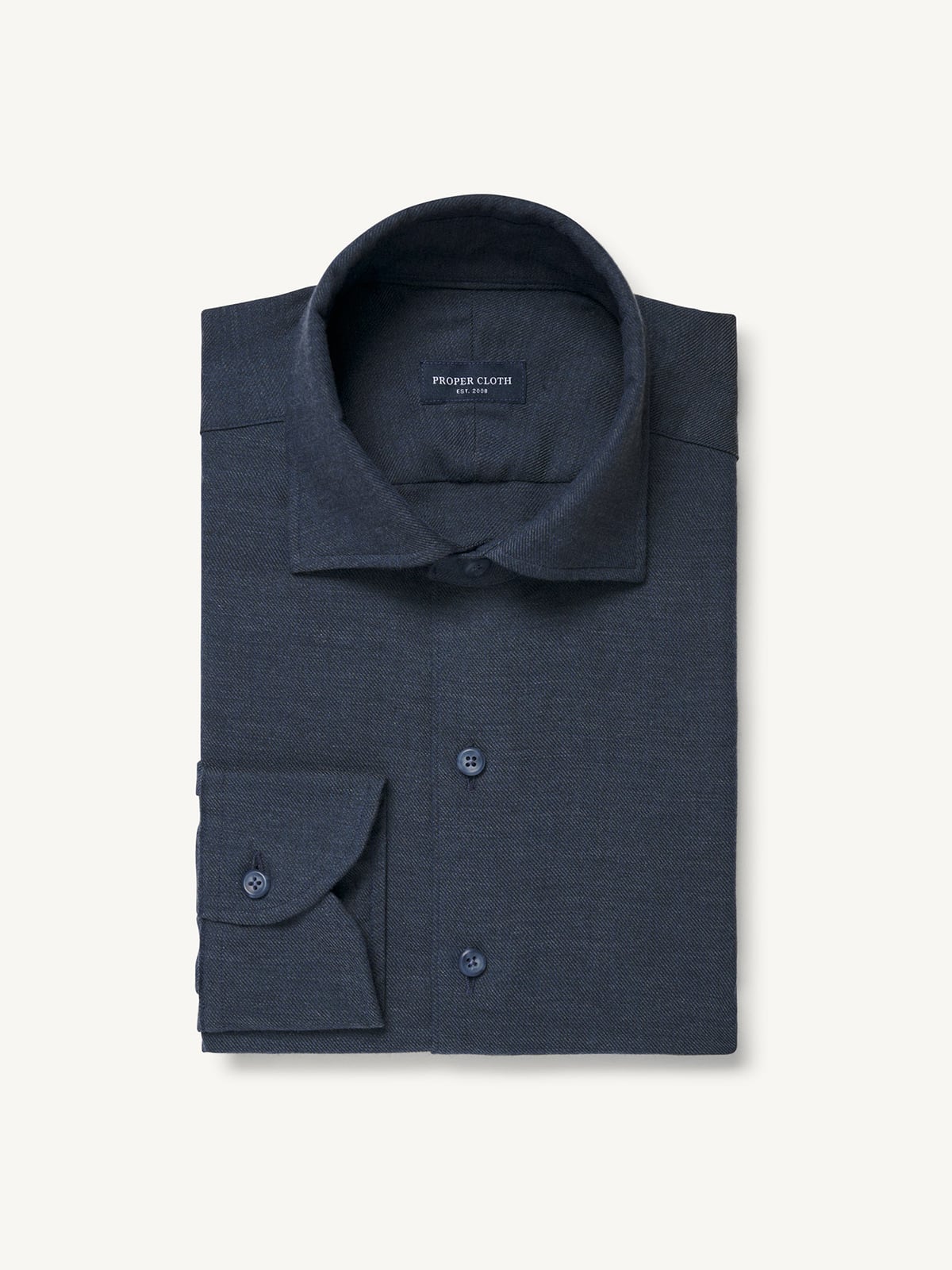The Thomas Mason Cotton and Cashmere Dress Shirt in Navy