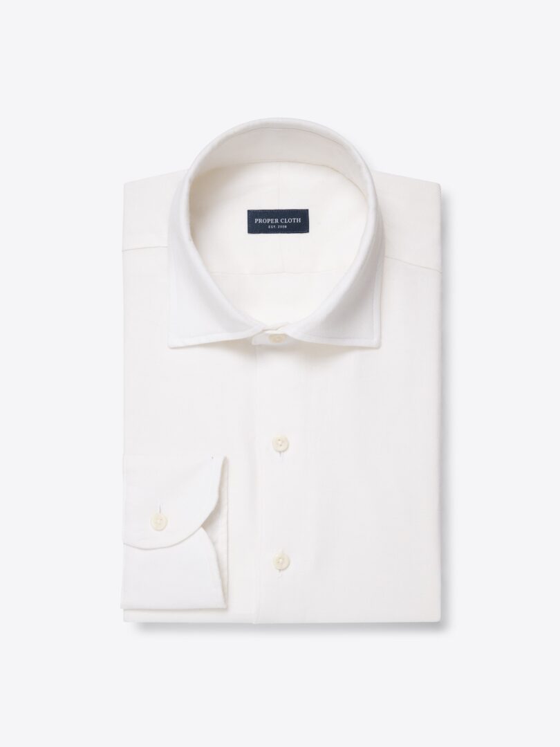 Men’s Thomas Mason Ivory Cotton and Cashmere Flannel Thumb