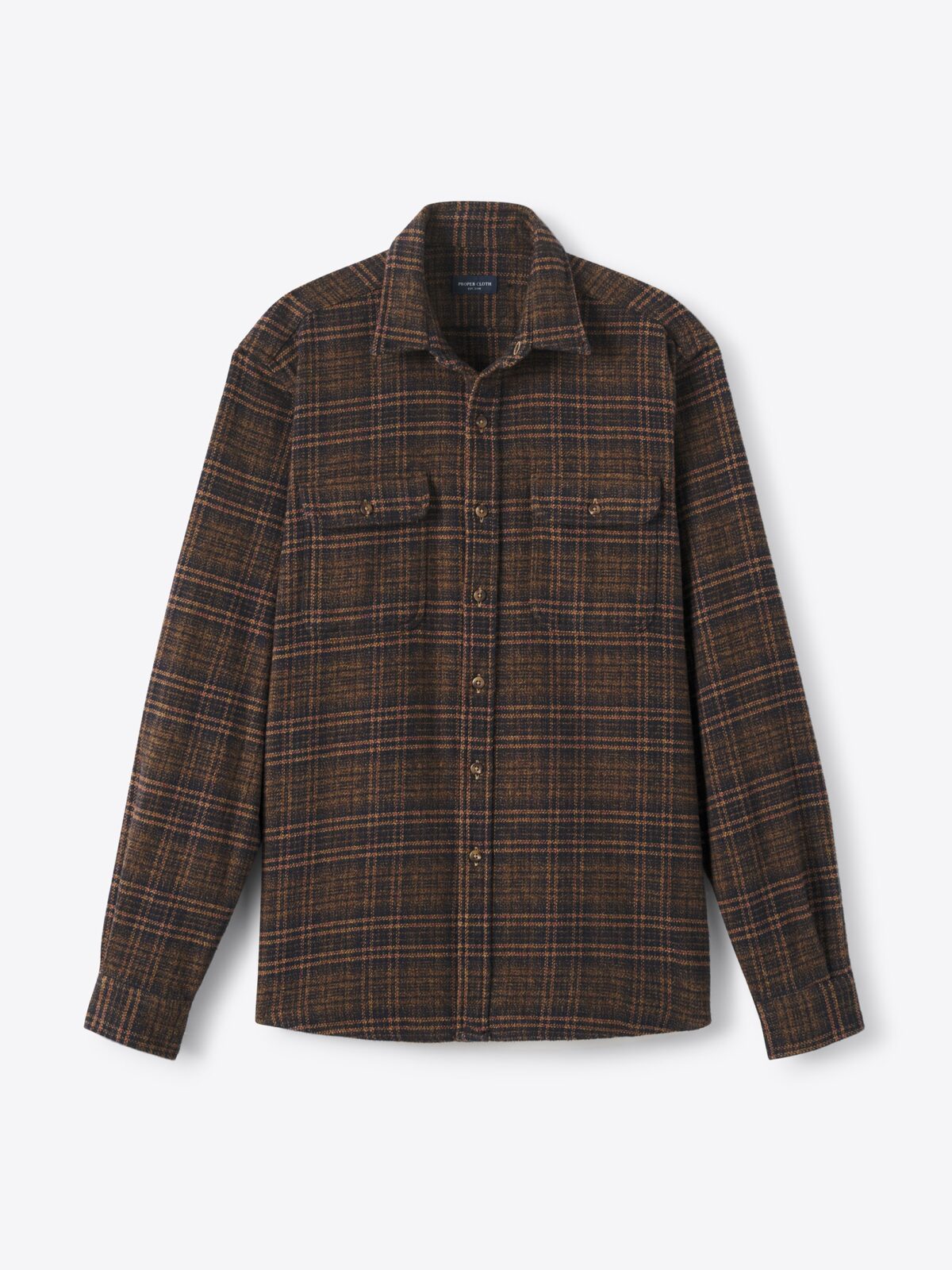 The Low Twist Shirt in Dark Hickory Ombre Plaid